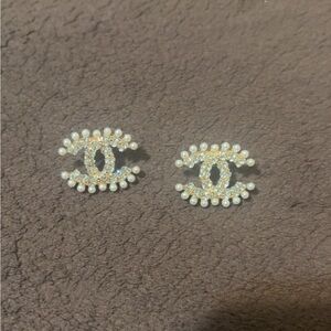 Gold and White Pearl Earrings